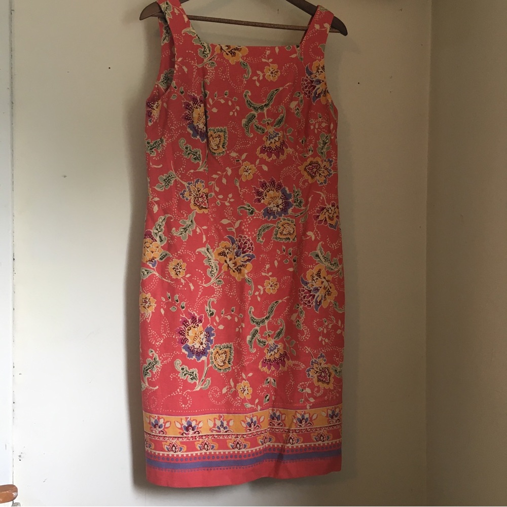 Talbots Coral Floral Sleeveless Sheath Dress